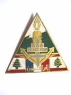 RARE ANCIEN INSIGNE GENDARMERIE NATIONALE ESCADRON MOBILE EGM LIBAN BEYROUTH 1984 (MODELE VERT CLAIR) ETAT SUP - Polizei