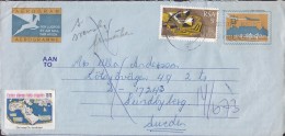 South Africa Uprated Postal Stationery Ganzsache Air Mail Aerogramme 1973 To SUNDBYBERG Sweden "Help Crippled" Vignette - Luftpost