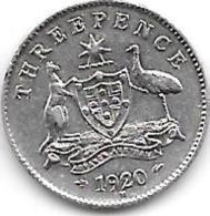 *australia 3 Pence  1920  M   Km 24    Vf+ Catalog Val 65,00$ - Threepence