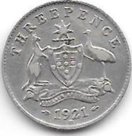 *australia 3 Pence  1921  M   Km 24    Vf+ Catalog Val 20,00$ - Threepence