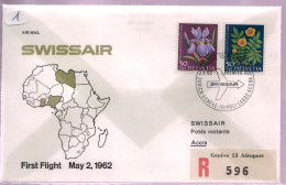 ZURICH / GENF / TRIPOLIS / LAGOS / ACCRA - Cover Air Mail - SWISSAIR First Flight - First Flight Covers