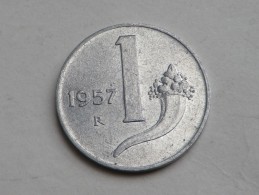 Italie 1 Lire 1957   KM# 91 TTB+ Aluminium - 1 Lire