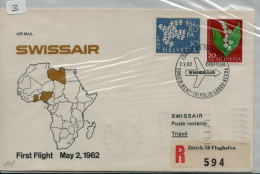 ZURICH / GENF / TRIPOLIS / LAGOS / ACCRA - Cover Air Mail - SWISSAIR First Flight - Primi Voli