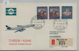 SWITSERLAND 1966 FIRST FLIGHT ZURICH - KANO (NIGERIA) ON KLM COVER (7) - Primi Voli