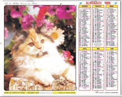 CALENDRIER - ALMANACH 1989 DES PTT - Départements 75-92-93-94 - Chats - Big : 1981-90