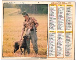 CALENDRIER - ALMANACH 1980 Des PTT  - Départements 75-92-93-94 - CHASSEUR/PECHEUR - Big : 1971-80