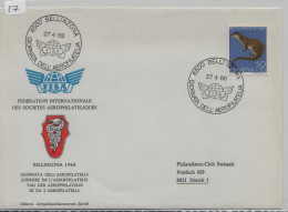 Suisse FFC Premier Vol Aérien First Flight Cover Bellinzona FISA Giornata Del L'aerofilatlia 27/4/1968 BE (17) - Primi Voli