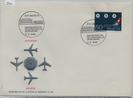 Suisse - FDC 1968 - YT 805 - Inauguration Du Nouvel Aéroport De Genève-Cointrin (20) - First Flight Covers