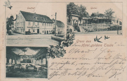 Litho AK Gruss Gasthof Hotel Goldene Traube Ostrau A Döbeln Lommatzsch Stauchitz Oschatz Bahnpost Chemnitz Riesa Röderau - Doebeln