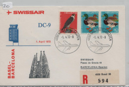 Swissair 1972, First Flight, Basel - Barcelona, DC9 Service 1.4.1972 (30) - Erst- U. Sonderflugbriefe