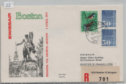 First Flight: Geneve Schweiz - Boston 1973 Swissair - Mailed Registered From Geneve Airport (33) - Erst- U. Sonderflugbriefe