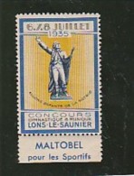 VIGNETTE LONS LE SAUNIER - CONCOURS GYMNASTIQUE ET MUSIQUE -1935 +PUB MALTOBEL SUR LA BANDELETTE - Sport