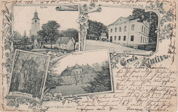 Litho AK Gruss Kittlitz Kirche Schloss Gasthof Sächsischer Hof Horkenturm Horken Horkenberg Bei Löbau Stempel Georgewitz - Hochkirch