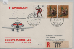 GENEVE MARSEILLE Swissair Premier Vol 1/04/74 (39) - Primi Voli