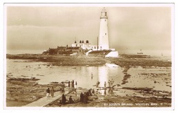RB 1087 -  Bamforth Real Photo Postcard - St Mary's Island & Lighthouse - Whitley Bay Northumberland - Otros & Sin Clasificación