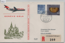 Einschreiben - PREMIER COURRIER AÉRIEN GENÈVE - OSLO 1er AVRIL 1974 - Primi Voli