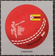 NEW ZEALAND 2015 ICC Cricket World Cup Self-adhesive Round Odd Shape Zimbabwe Stamp Sports Ball Flag MNH 1v - Unused Stamps