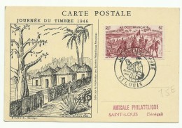 1946: Journée Du Timbre Saint-Louis Sénégal Avec Timbre AOF 5F Du Tchad Au Rhin - Cartas & Documentos