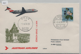 Austrian Airlines - Erstflug Zürich-Graz 1.4.1974 (41) - Erst- U. Sonderflugbriefe