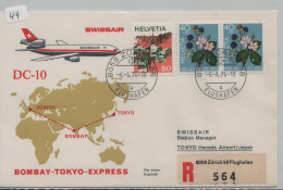 Einschreiben - SWISSAIR DC- 10 - ZÜRICH - BOMBAY TOKYO - EXPRESS - 6.4.74 (44) - First Flight Covers