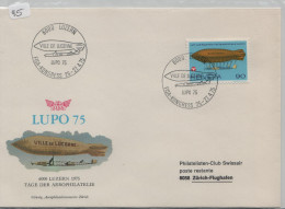 Switzerland Suisse 1975 Cover Zeppelin LUPO 75 FISA Kongress Ville De Lucernne Airship Stamp Cachet (45) - Primi Voli