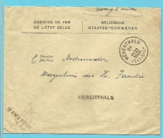 Brief Met Hoofding "CHEMINS DE FER DE L'ETAT BELGE" Met Stempel HERENTHALS Op 26/1/1926 - Sonstige & Ohne Zuordnung