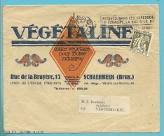 337 Op Geillustreerde Brief Met Stempel BRUXELLES, Hoofding " VEGETALINE / SCHAERBEEK" / Cire-Le Drapeau" - 1932 Cérès Et Mercure