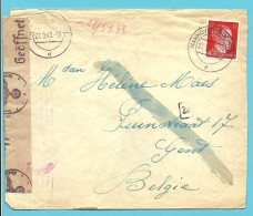 Brief Met Stempel HANNOVER-BUCHHOLZ Op 21/9/1943 Naar Gent , Met Censuur Gepruft - Guerre 40-45 (Lettres & Documents)