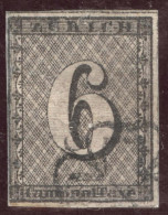 Schweiz Kantonal Zürich6 1843- Zu#2W / Mi#2 II Typ1 Waagrechter Unterdruck Schwarze Raute - 1843-1852 Timbres Cantonaux Et  Fédéraux