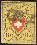 Schweiz RAYON II Zu#16IIg Typ 17 Stein B1 Ru Befund - 1843-1852 Poste Federali E Cantonali