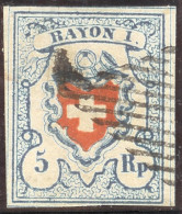 Schweiz RAYON I H.b. Zu#17II Typ 33 Stein B1 LO - 1843-1852 Timbres Cantonaux Et  Fédéraux