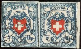 Schweiz RAYON I H.b. Typ15/16 Stein B2 RO ZH-Rosette - 1843-1852 Federal & Cantonal Stamps