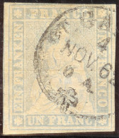 Schweiz Strubel 1 Fr. Gelb SF Zu#27Db Attest - Used Stamps