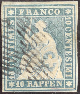 Schweiz Strubel SF Gr. Zu#23A SH 23A3 Mi#14 IIb Weissrandig - Used Stamps