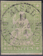 Schweiz Strubel 1860-01-10 Basel Vollstempel Auf 40Rp Strubel Zu#26C Seidenfaden Braunrot - Storia Postale