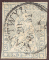 Schweiz Strubel 1861-03-20 Wattwyl Auf 1 Fr. Strubel Zu#27D SH#27B2ge - Oblitérés