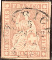 Schweiz Strubel 1859 15Rp. Zu#24G Vollstempel Zürich 1862 - Used Stamps