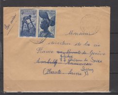 AOF  - N° 36 Et 38 Obli/sur Lettre - 1951 - Cartas & Documentos