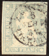 Schweiz Strubel 1 Fr. Sw. SF Zu#27Cb Attest - Used Stamps