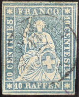 Schweiz Strubel 10Rp. SF Rot Zu#23Cc Gespalten Randlin. - Used Stamps