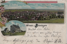 Binningen, Gruss Aus - Farbige Litho - Kirche, Dorf - Binningen