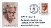 Cachet Temporaire + Timbre Personnalisé Albert SCHWEITZER Expo KAYSERSBERG 100 Ans Départ Gabon T1 - Albert Schweitzer