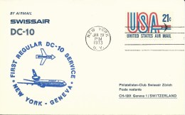 RF 73.1, Swissair, New York - Genève, SSt Bleu, DC-10, 1973 - Primi Voli