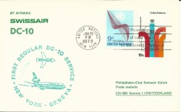 RF 73.1 U, Swissair, New York - Genève, SSt Vert, DC-10, 1973 - Primi Voli