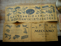 FEUILLE EN 4 VOLETS   : MECCANO INSTRUCTIONS POUR L´EMPLOI DE LA BOITE N° 000 ATTENTION MAUVAIS ETAT - Meccano