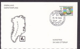 Greenland SDR. STRØMFJORD 24.12.1973 Special Cancel Card Sonderstempel Karte  Margrethe II. (Cz. Slania) - Briefe U. Dokumente