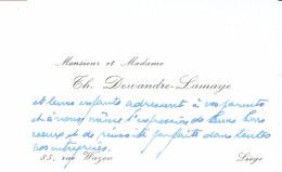 Ancienne Carte De Visite De M. Et Mme Th Dewandre-Lamaye, Rue Wazon, Liège, Vers 1967 - Visitenkarten