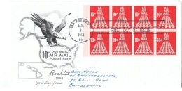 RAP-L50 - ETATS-UNIS FDC Poste Aérienne Avec Bloc De 8 Provenant De Carnet Non-dentelé Sur 1 Ou 2 Faces - 2. 1941-80