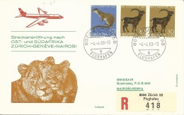 RF 68.12, Swissair, Zurich - Nairobi, Recommandé, DC-8, 1968 - Erst- U. Sonderflugbriefe