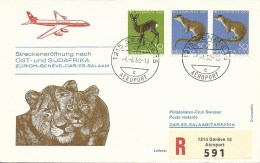 RF 68.12, Swissair, Genève - Dar-es-Salaam, Recommandé, DC-8, 1968 - Primi Voli